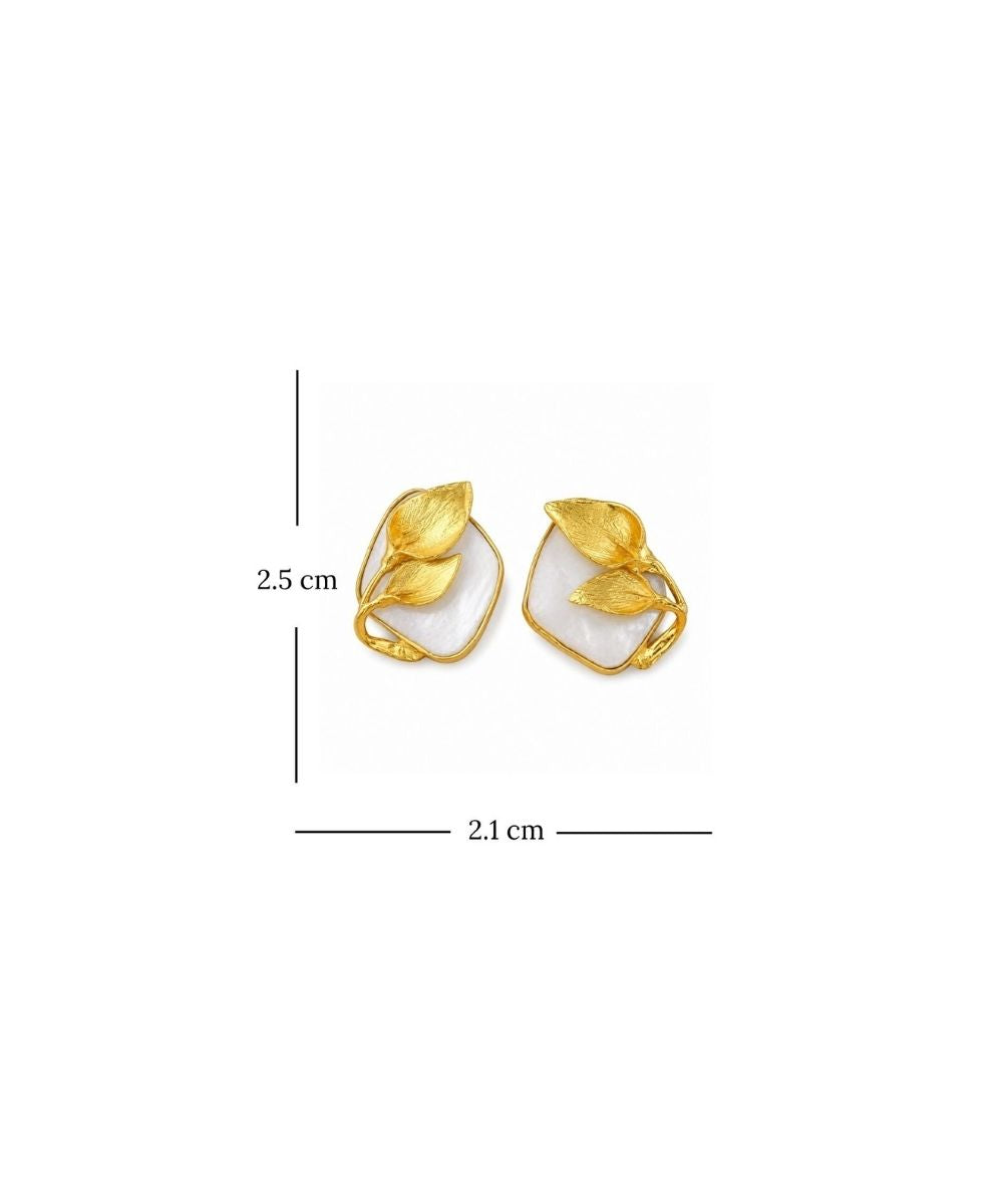 Gold Plated Mother of Pearl Stud Earrings