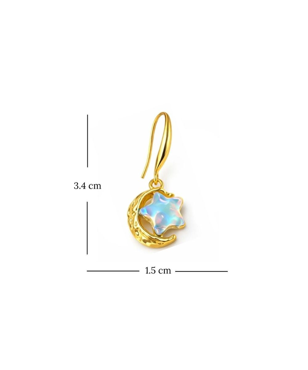Gold Plated Star Charm Drop Earrings