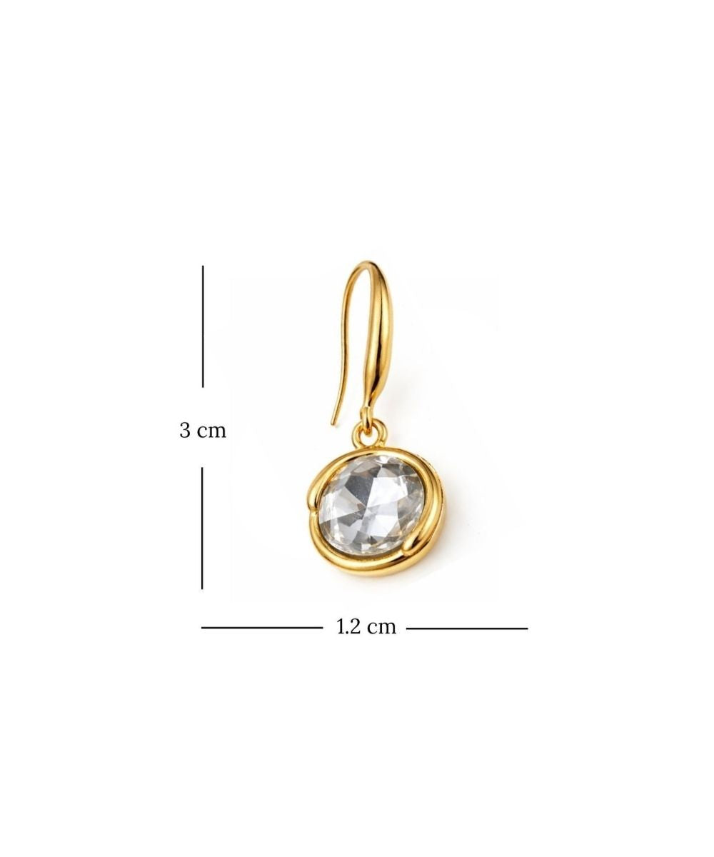 Gold Plated Classic Round Cubic Zirconia Drop Earrings