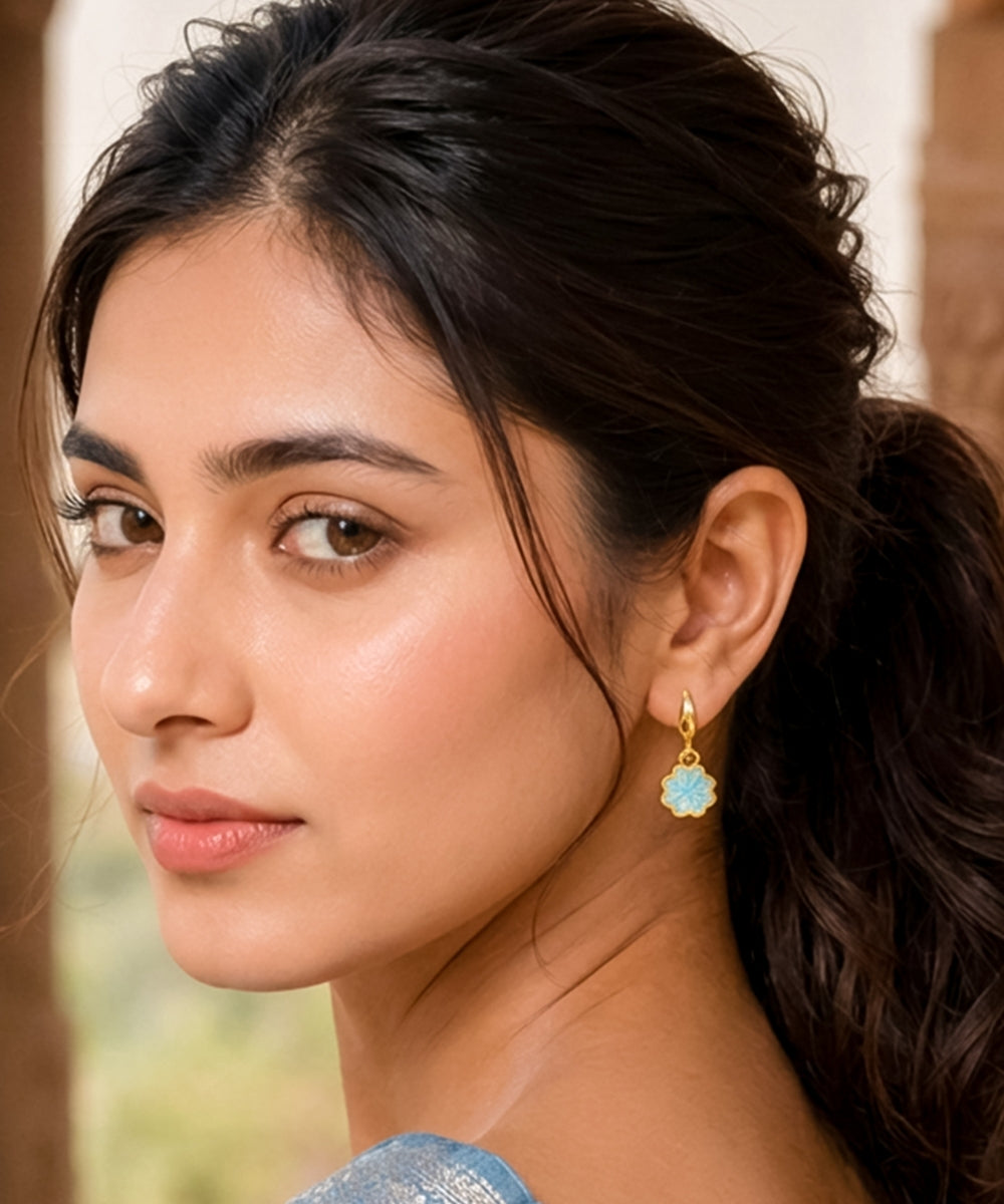 Bloom Gold-Plated Pink Cubic Zirconia Floral Drop Earrings