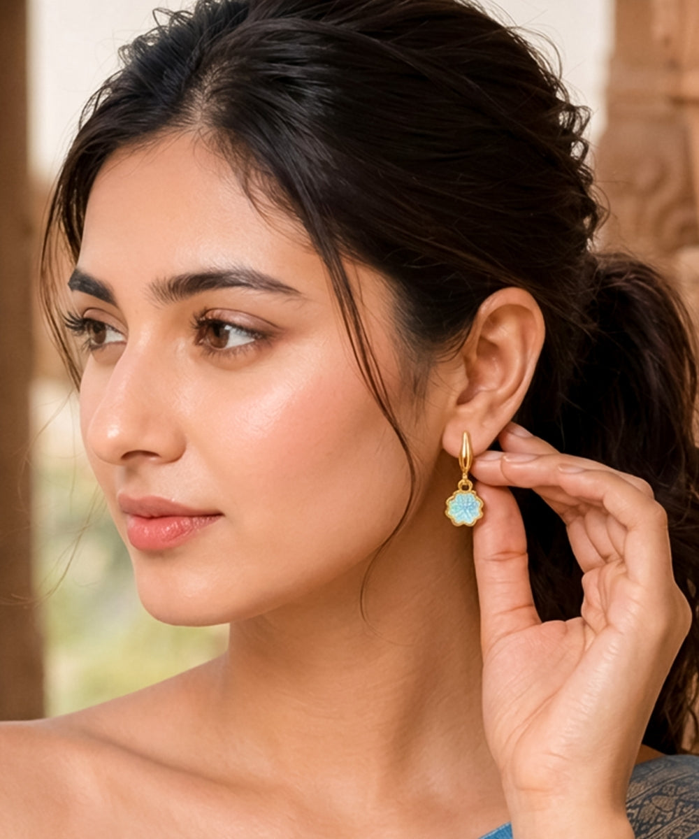Bloom Gold-Plated Pink Cubic Zirconia Floral Drop Earrings