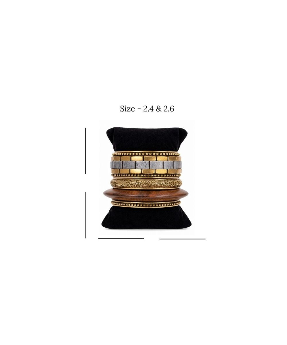 Gold Plated Stone Chips Set of Bangles