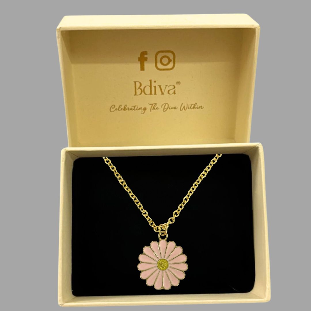 High Quality Gold Plated Rose Bloom Enamel Pendant
