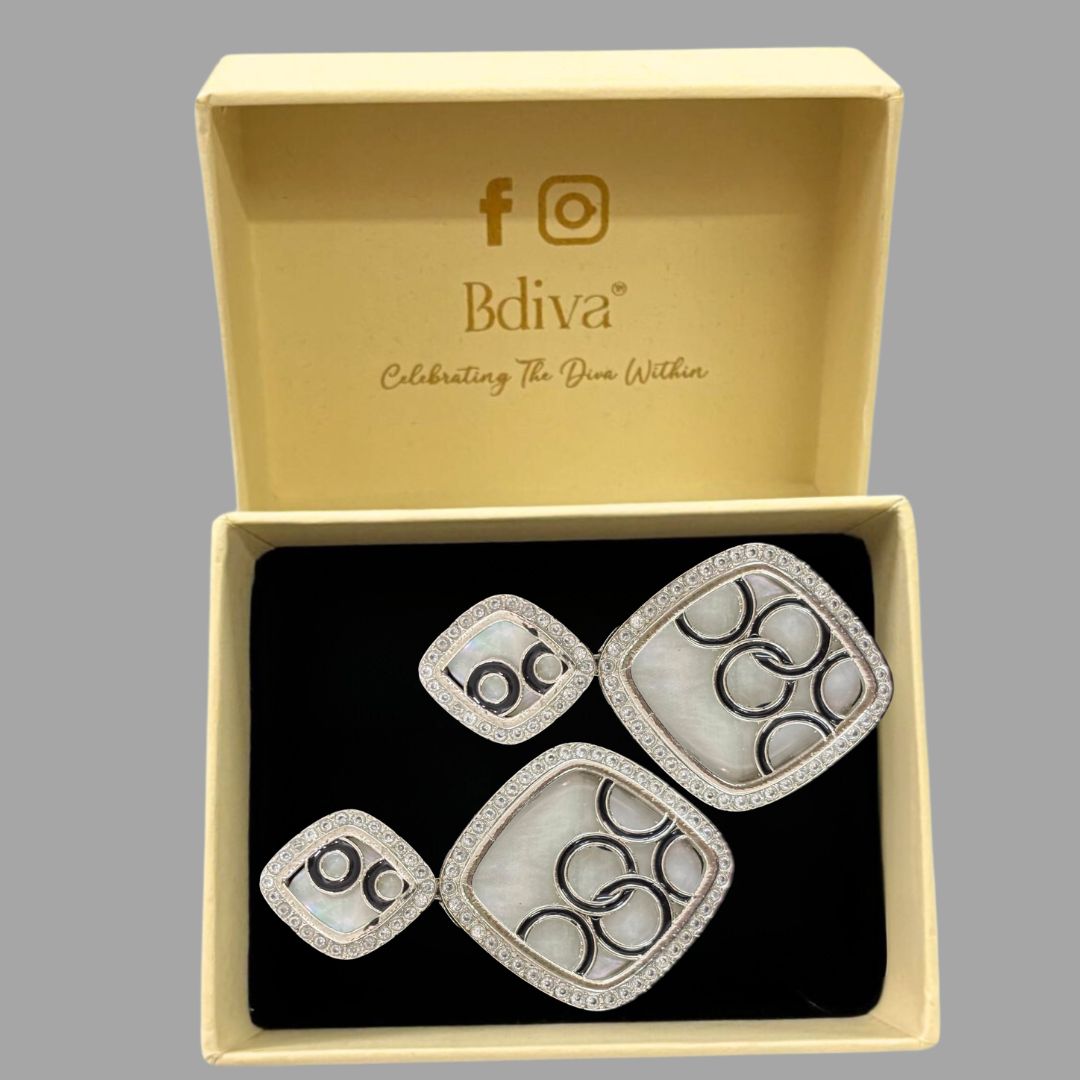 Contemporary High-Quality Rhodium-Plated Dangle Earrings with Tiny Cubic Zirconia Accents