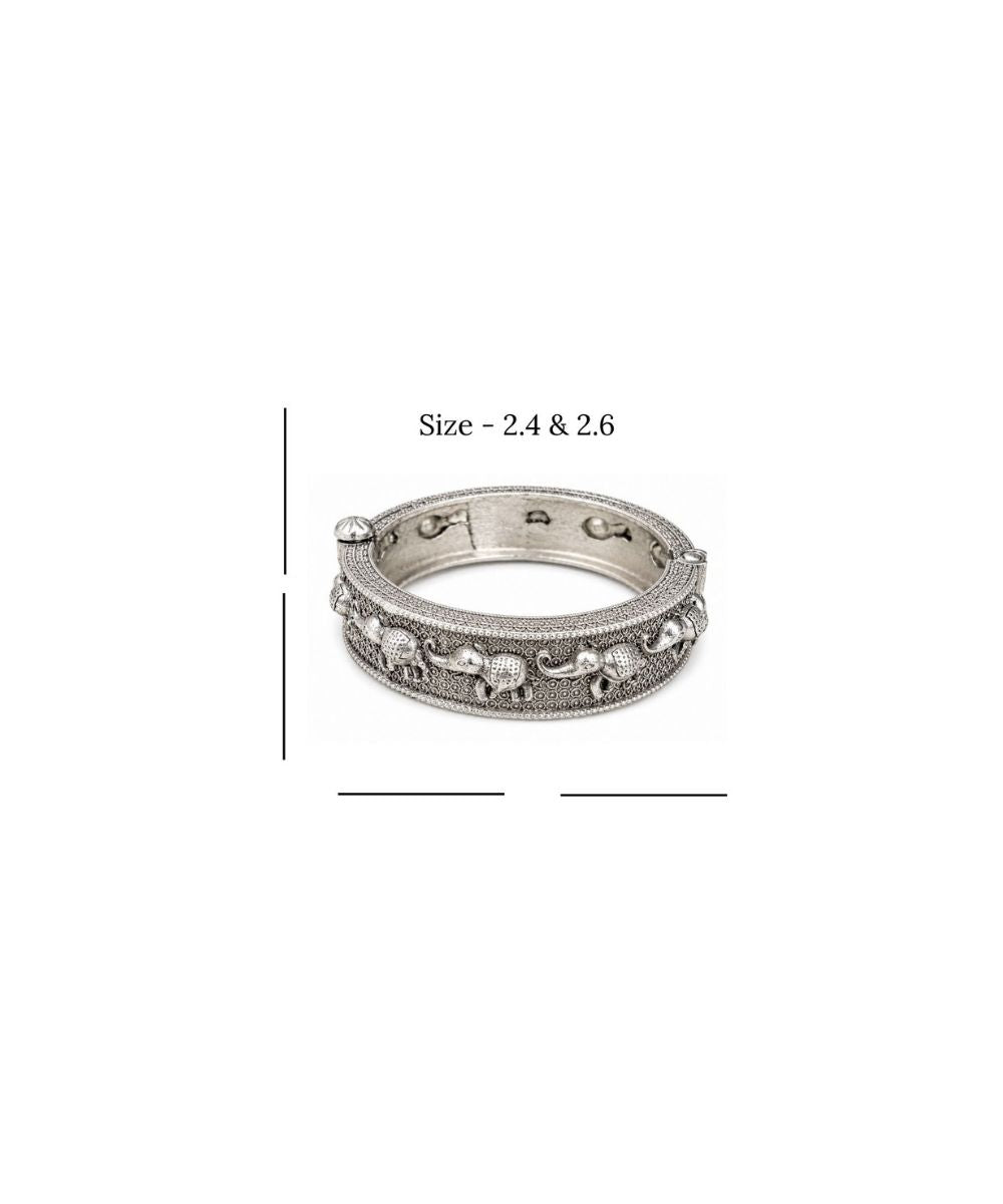 Oxidized Elephant Statement Bangle