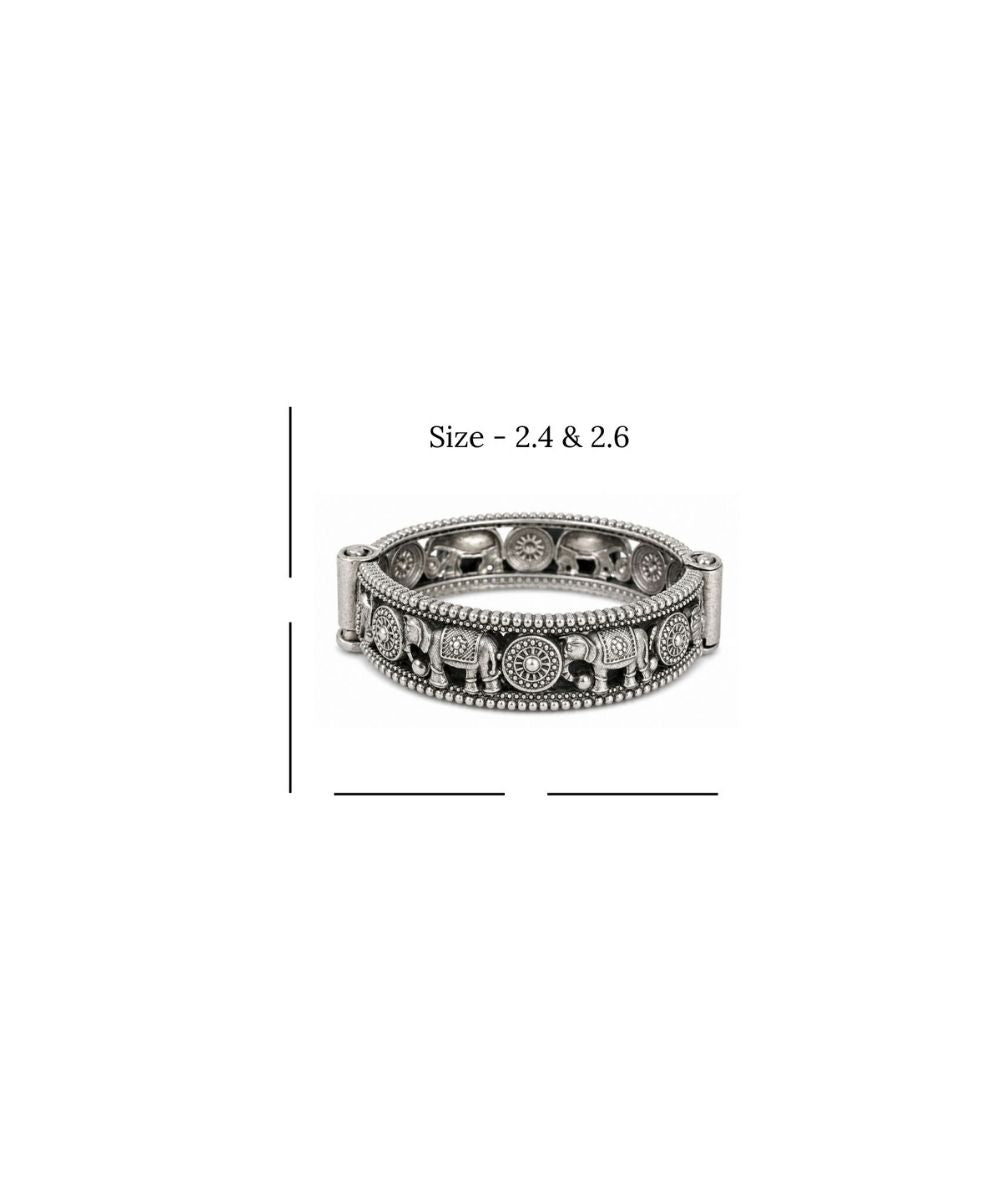 Oxidized Elephant Statement Bangle