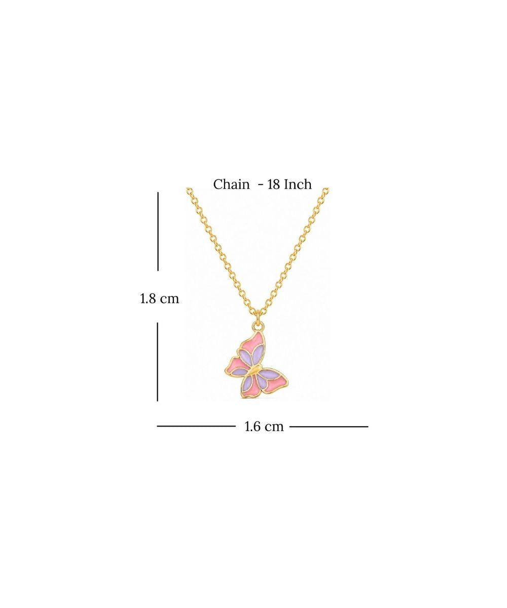 Gold Plated Butterfly Style Enamel Pendant Necklace
