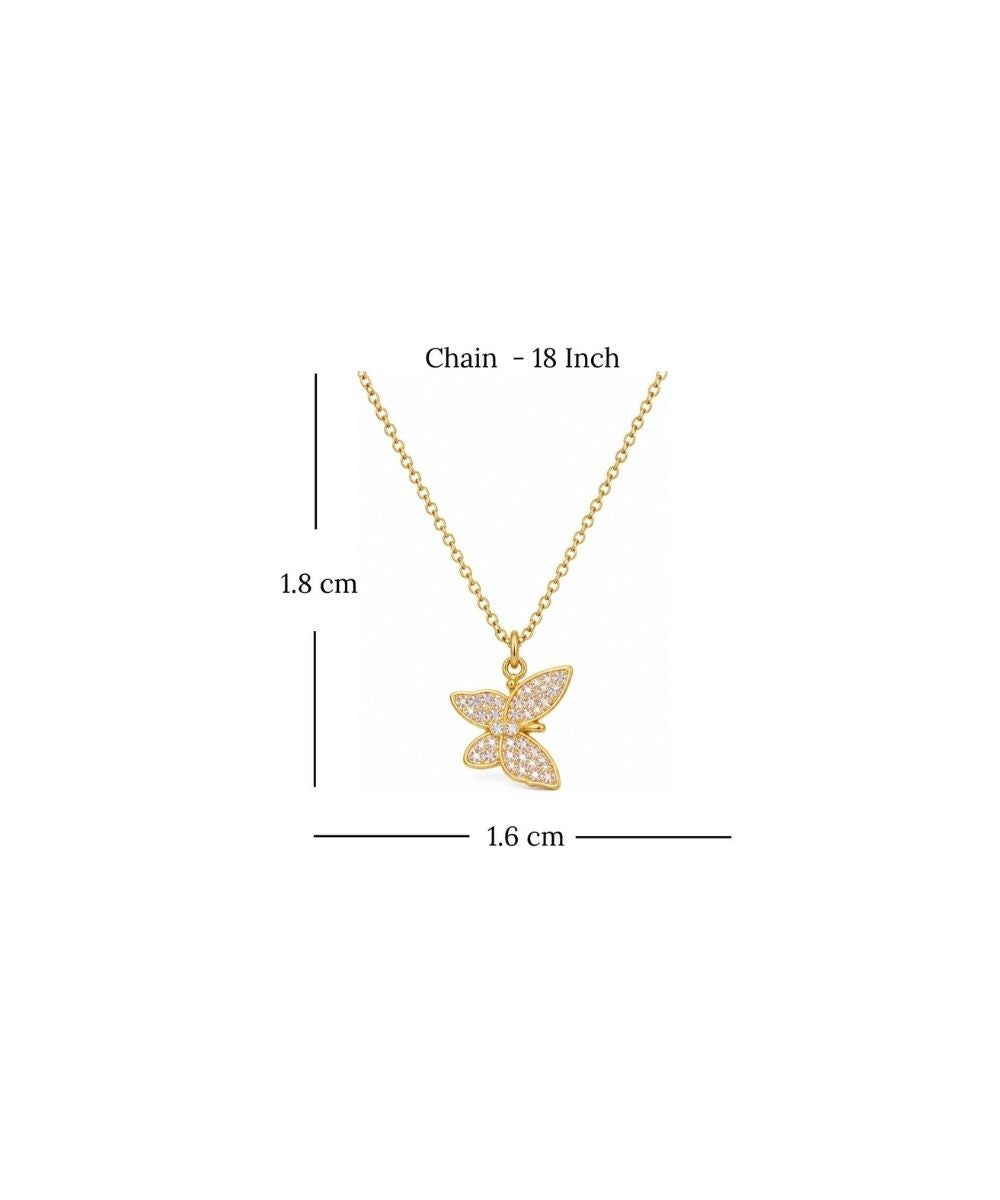 Butterfly Style Cubic Zirconia Pendant Necklace