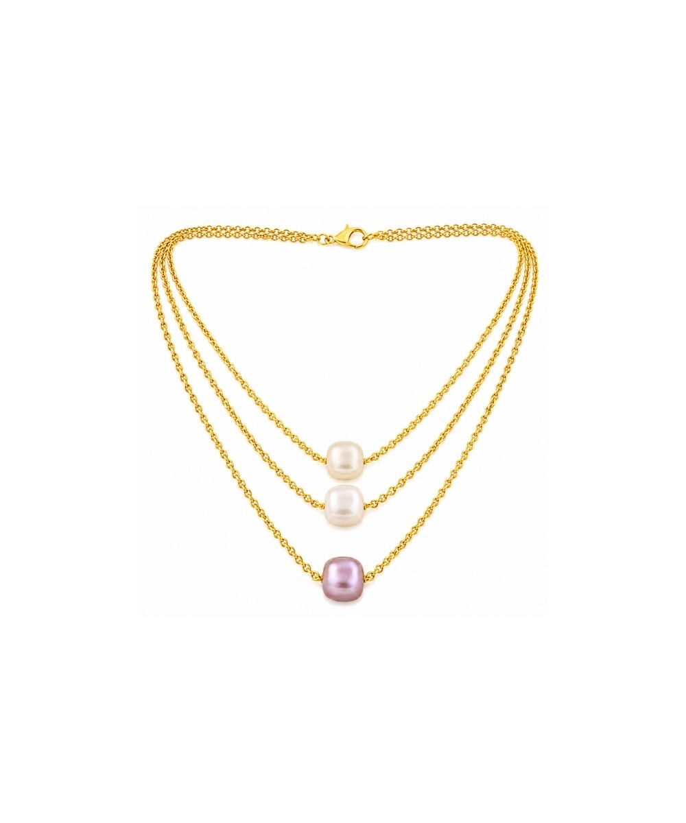 3-Layered Gold-Plated Pearl Necklace