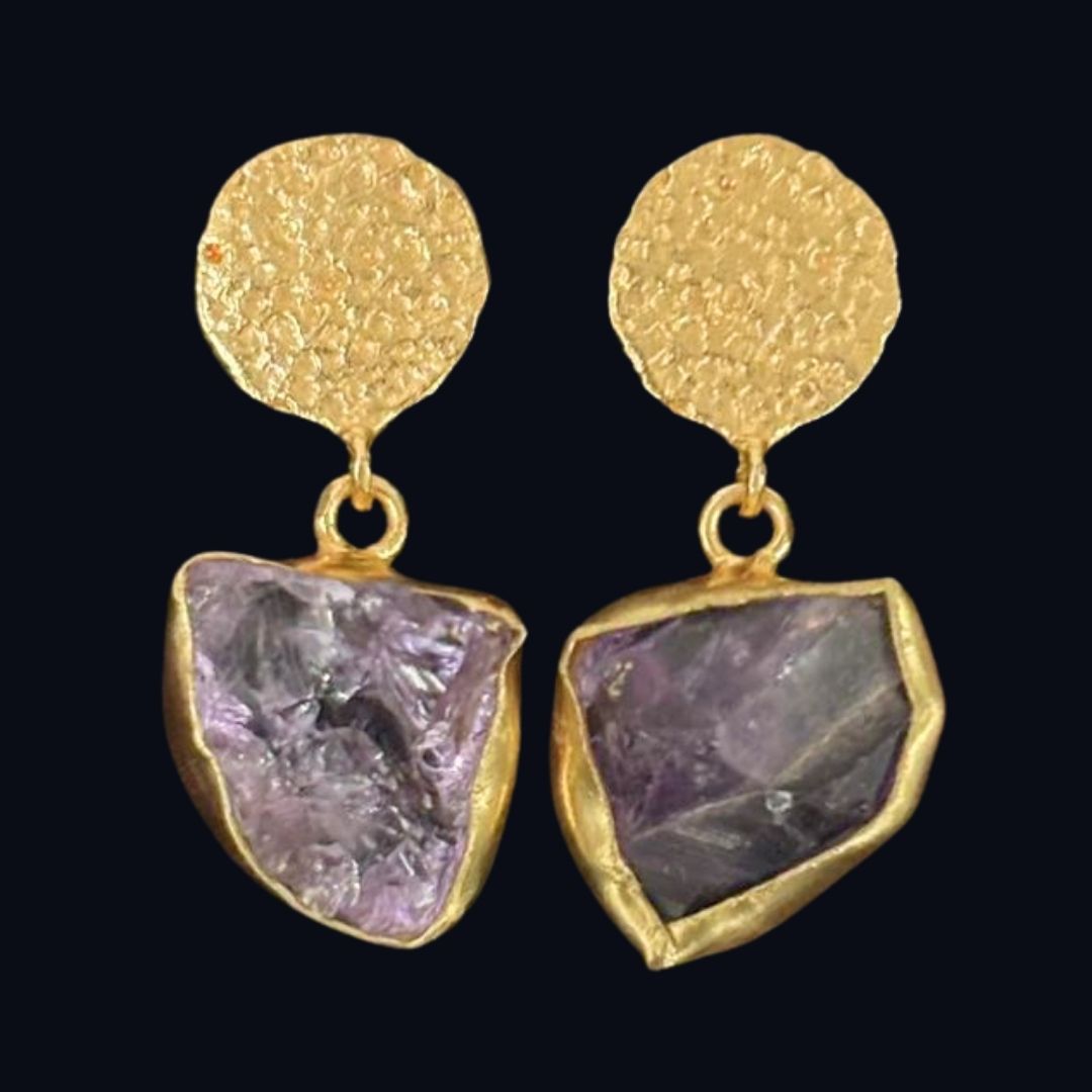 Gold Plated Semi-Precious Stone Earrings