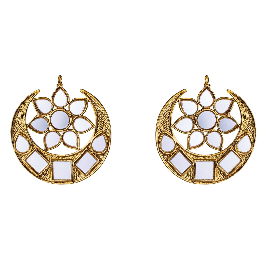 Bdiva 18K Gold Plated Cresent Moon Kundan Earrings