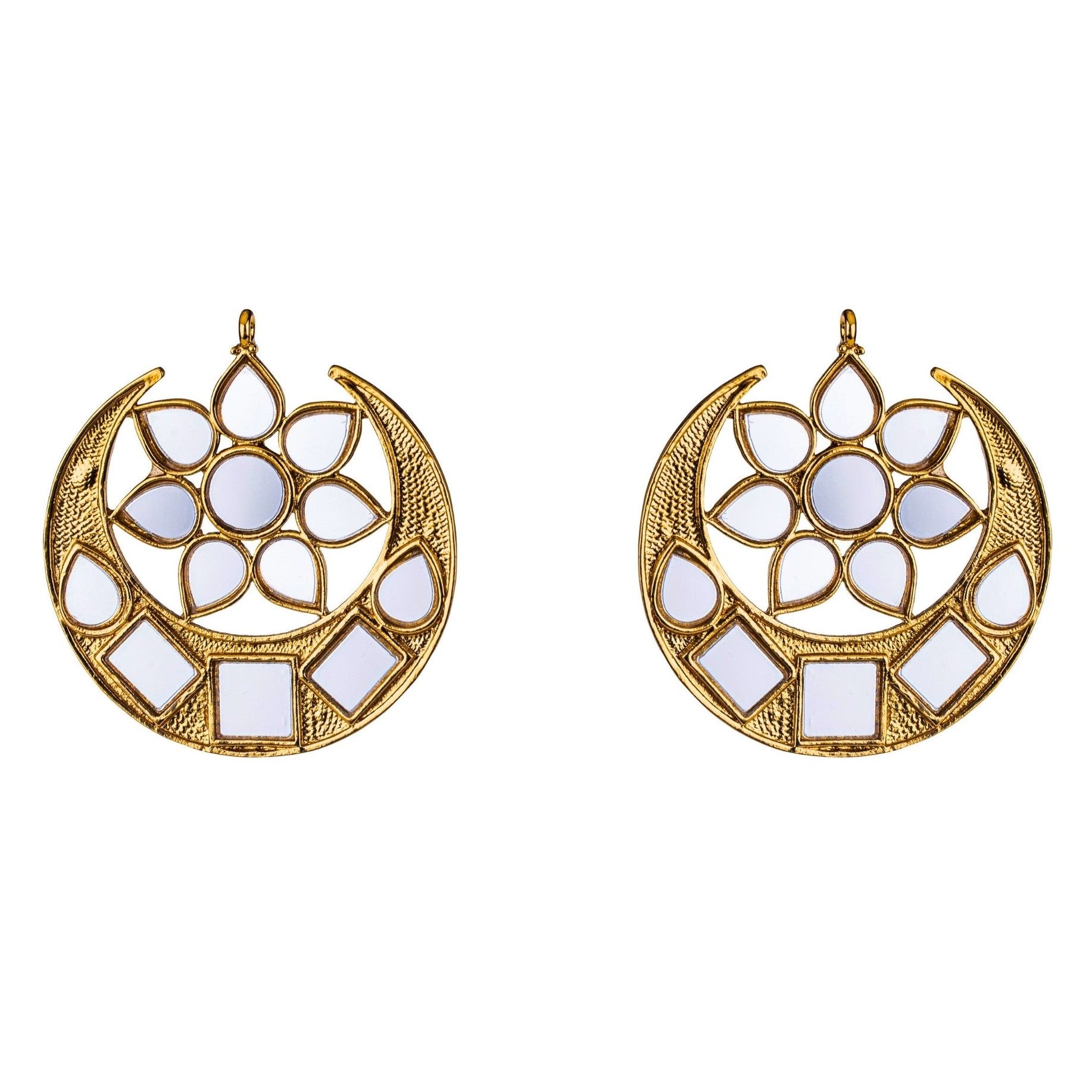 Bdiva 18K Gold Plated Cresent Moon Kundan Earrings