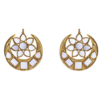 Bdiva 18K Gold Plated Cresent Moon Kundan Earrings