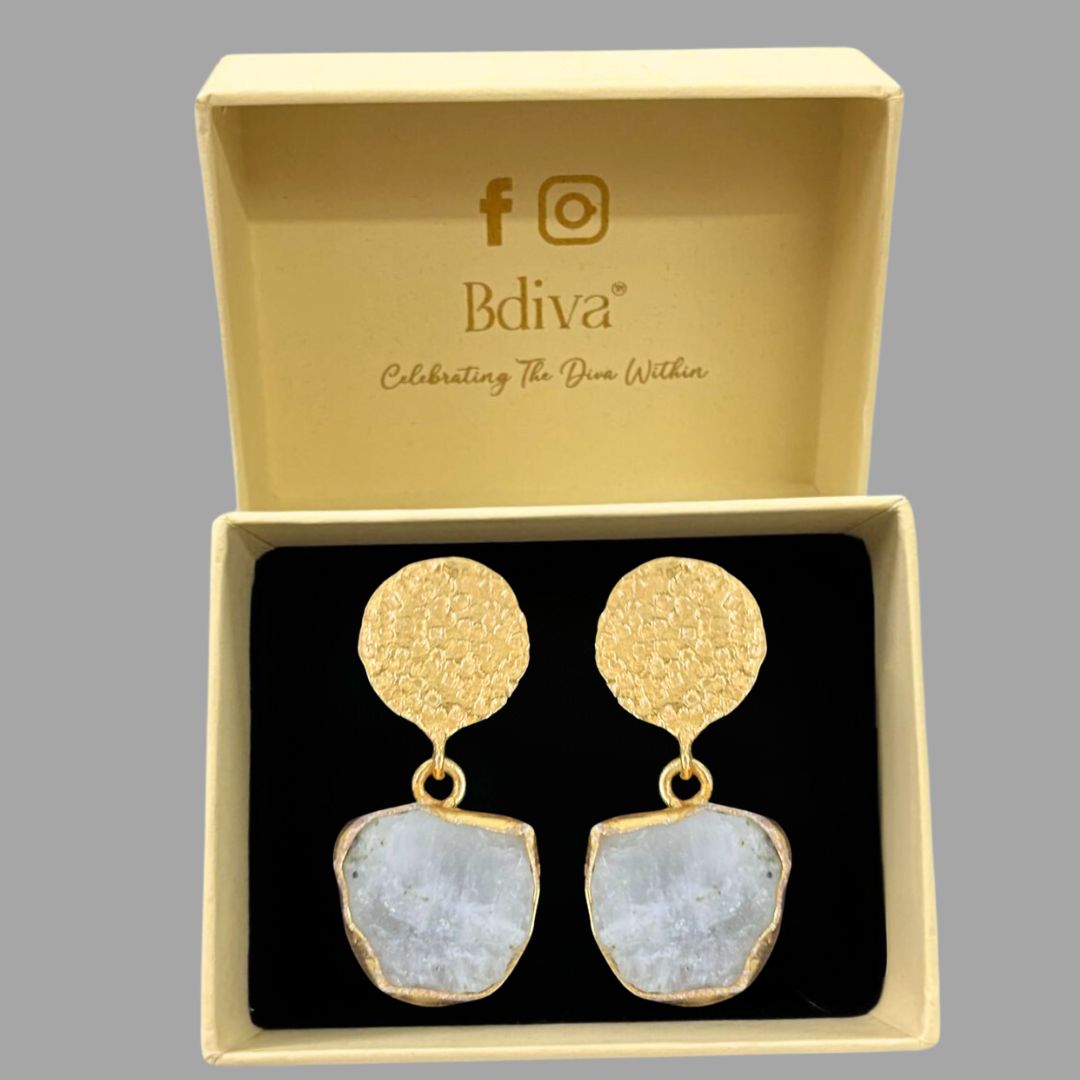 Gold Plated Semi-Precious Stone Earrings