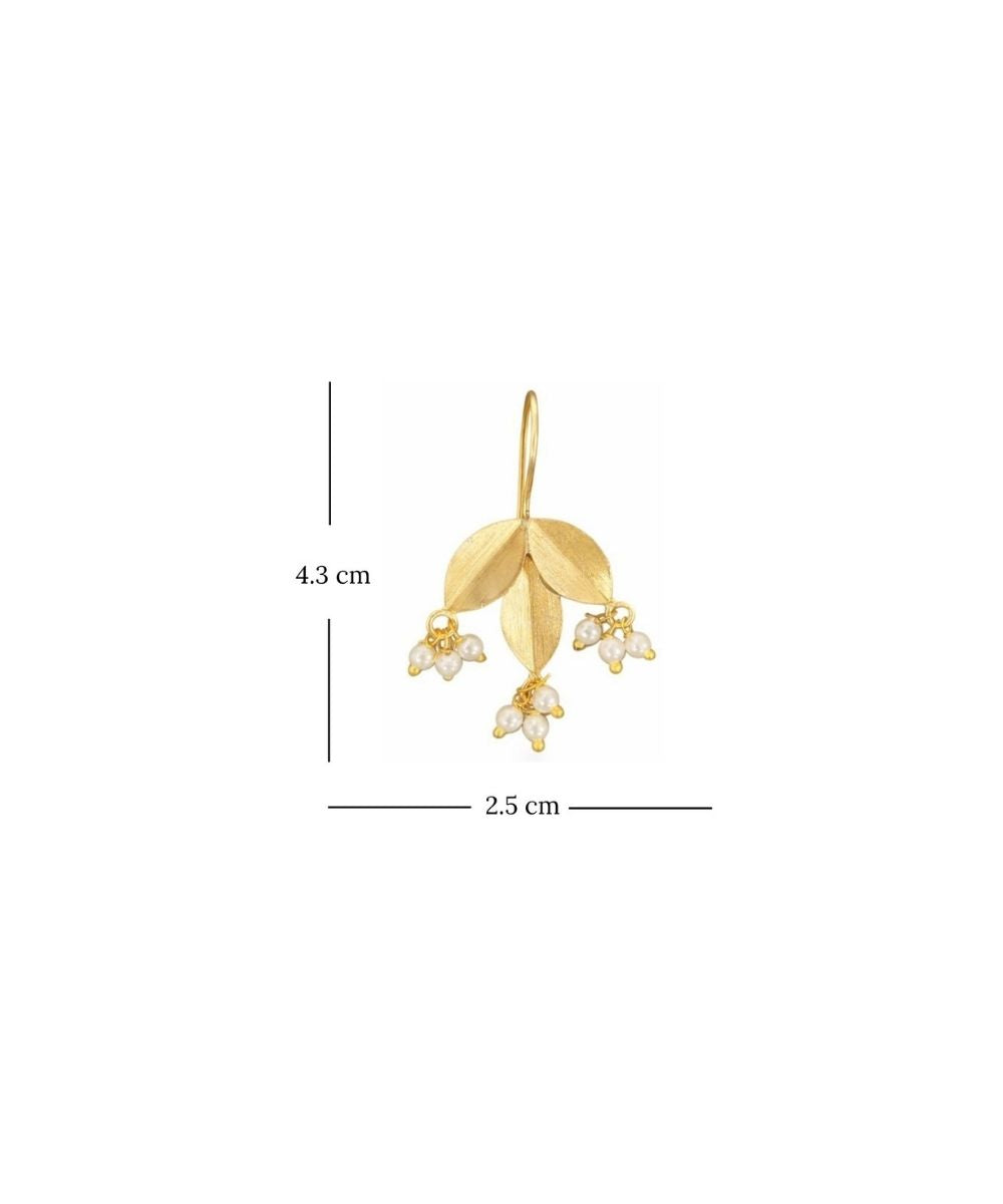 Gold-Plated Leaf Pearl Drop Earrings
