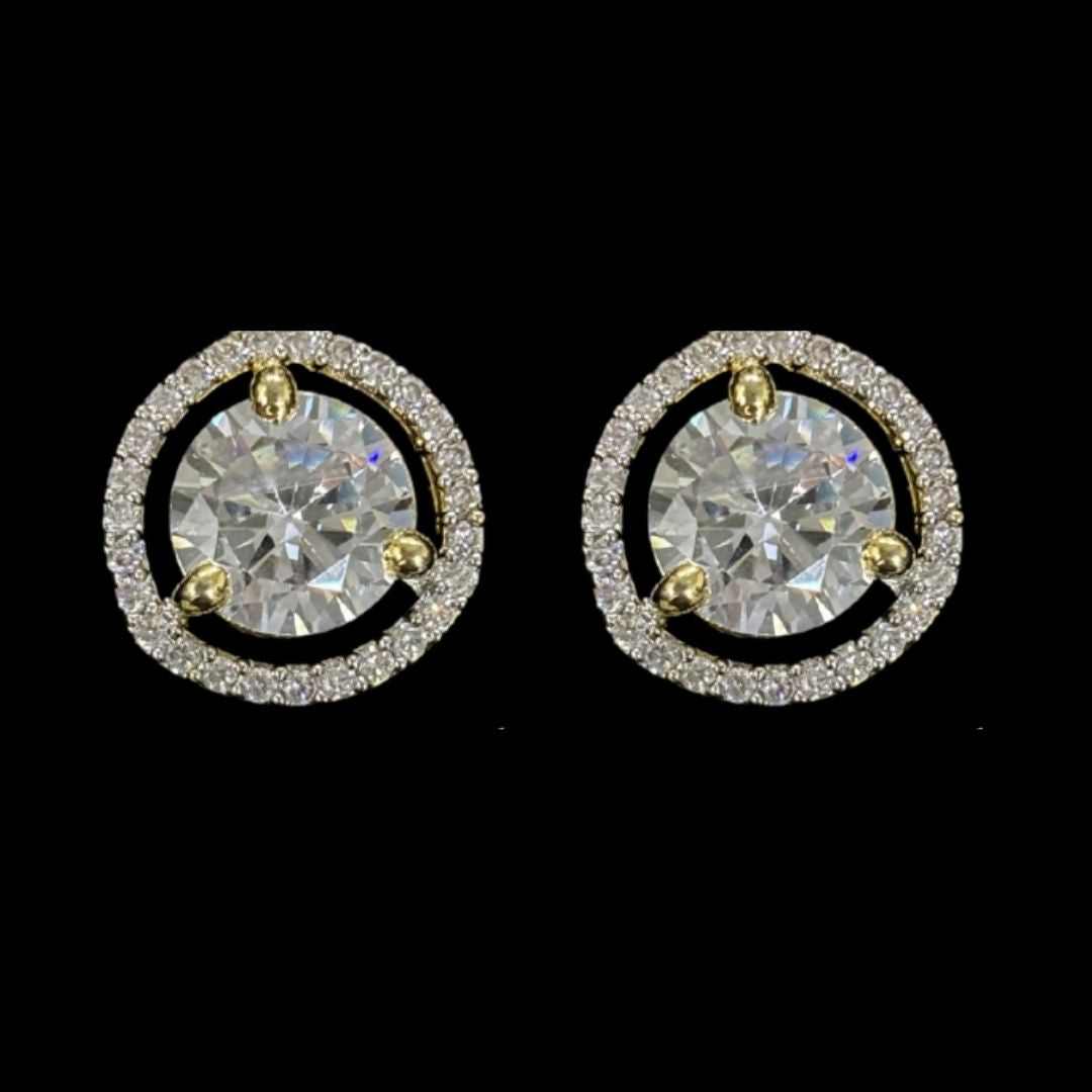 Gold-Plated Eternal Glow Solitaire Halo Pendant & Earrings Set