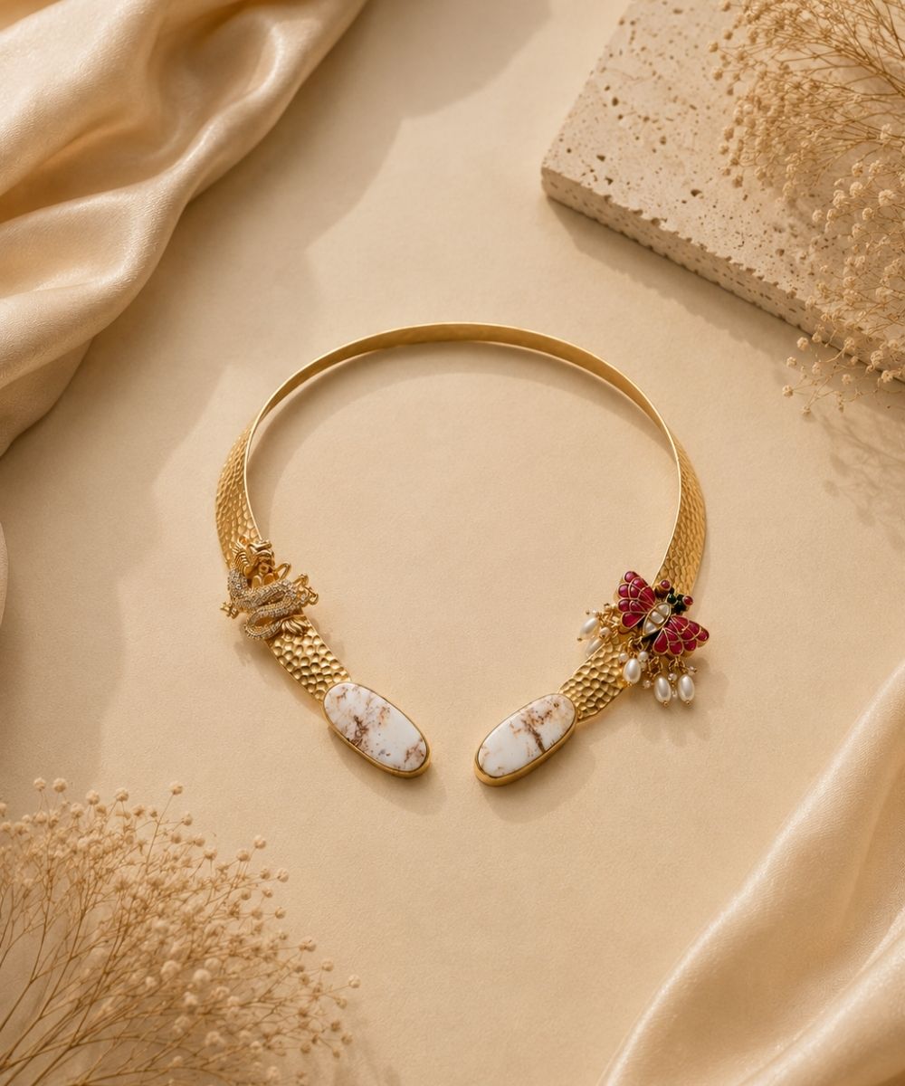 Butterfly Gold-Plated Open Collar Necklace