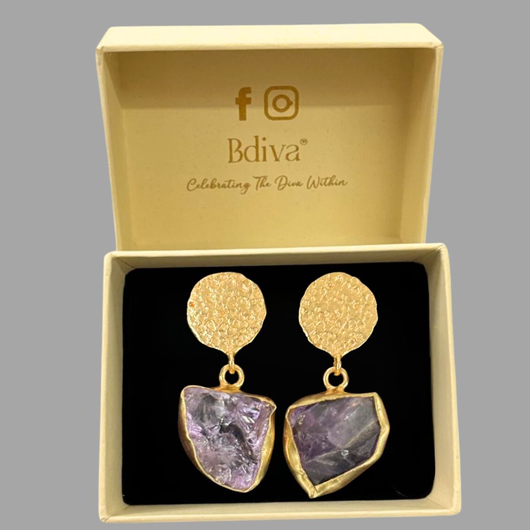 Gold Plated Semi-Precious Stone Earrings