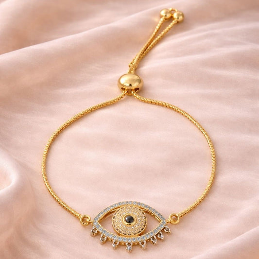 Gold-Plated Evil Eye Adjustable Bracelet