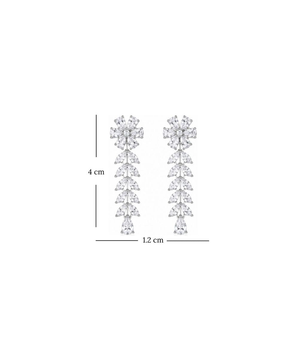Rhodium Plated Cubic Zirconia Drop Earrings