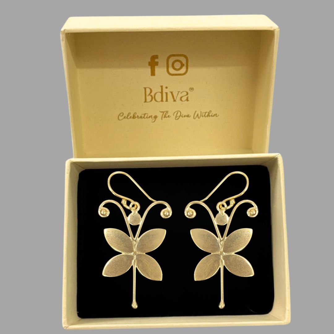 Gold-Plated Butterfly Hook Earrings