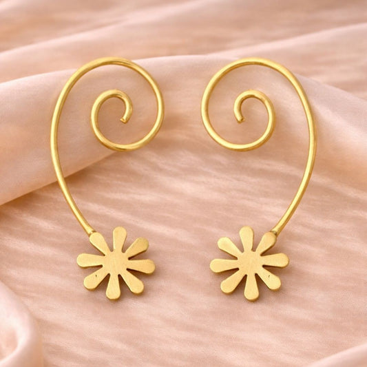 Gold Plated Spiral Drop Earrings