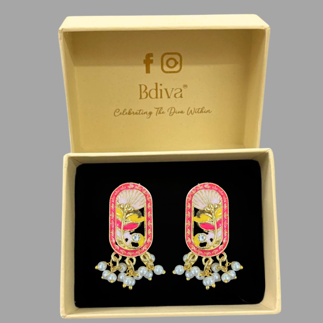 Gold-Plated Pink Pearl Stud Earrings