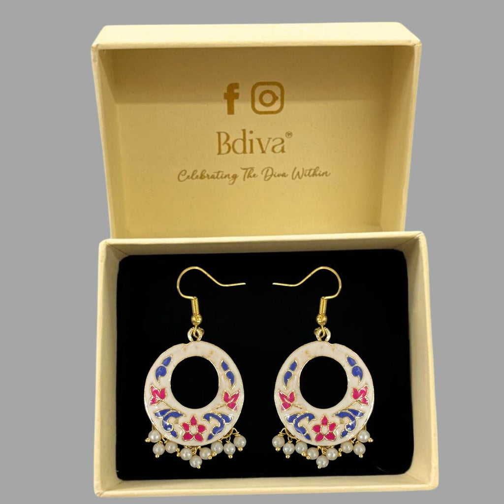 Gold-Plated Enamel Pearl Earrings