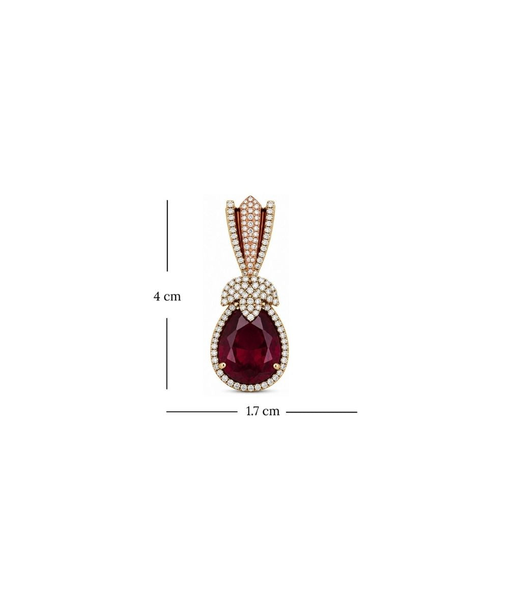 Rhodium Plated Halo Style Red Zirconia Drop Earrings
