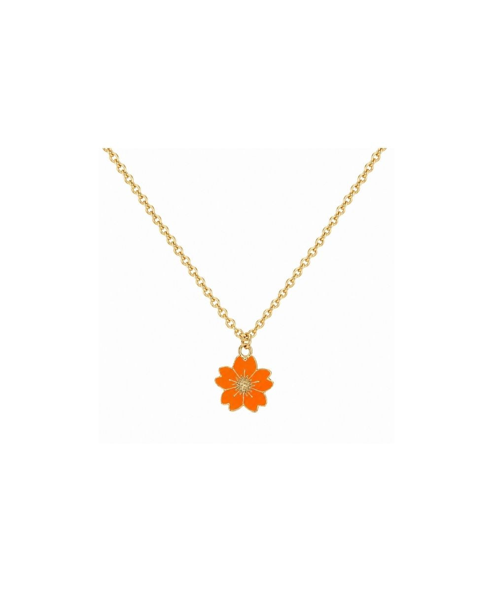 Gold Plated Orange Flower Pendant Necklace