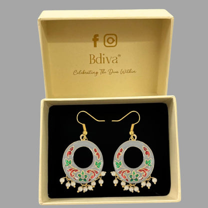 Gold-Plated Enamel Pearl Earrings