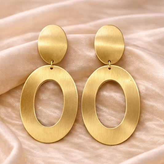 Gold Plated Double Oval Earrings