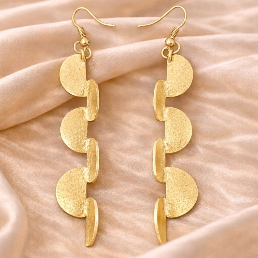 Gold Plated Semi-Circle Drop Earrings