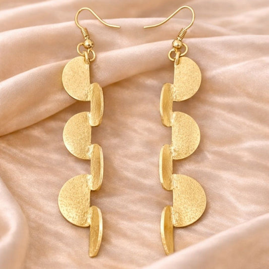 Gold Plated Semi-Circle Drop Earrings