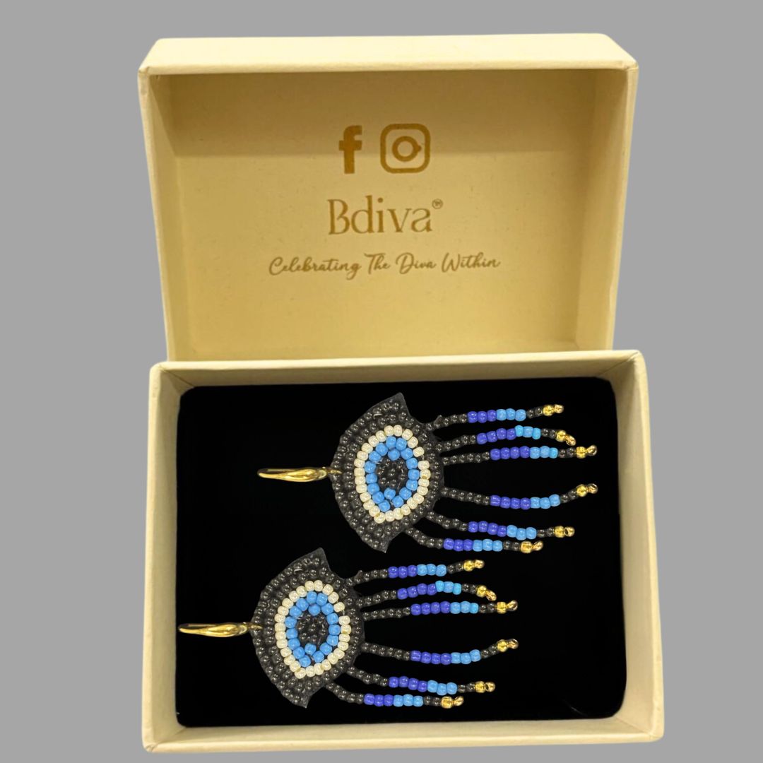Evil Eye Seed Bead Earrings