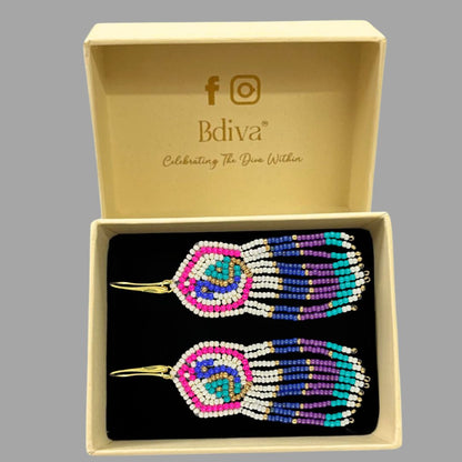 Multicolour Butterfly Seed Bead Earrings
