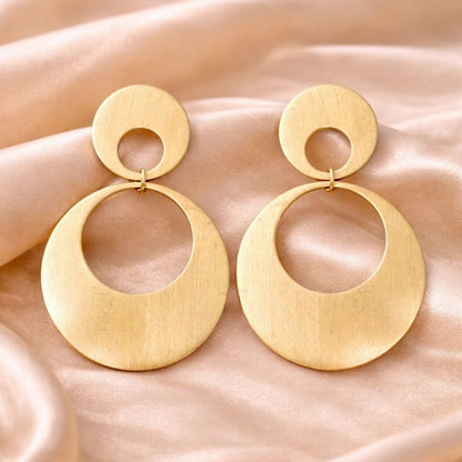 Gold Plated Double Round Earrings
