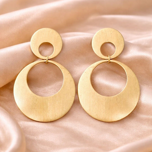 Gold Plated Double Round Earrings