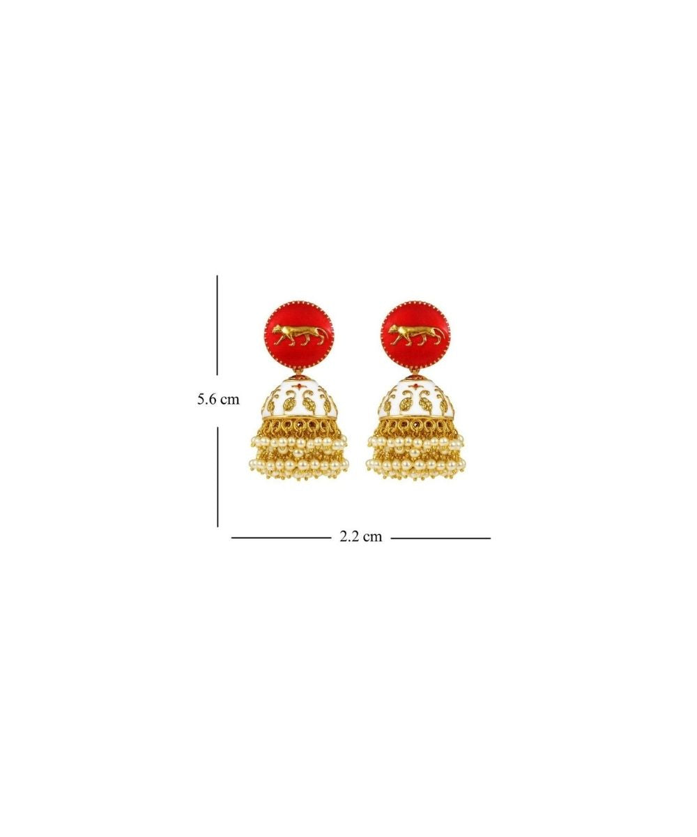 Gold Plated Enamel Jhumki Earrings