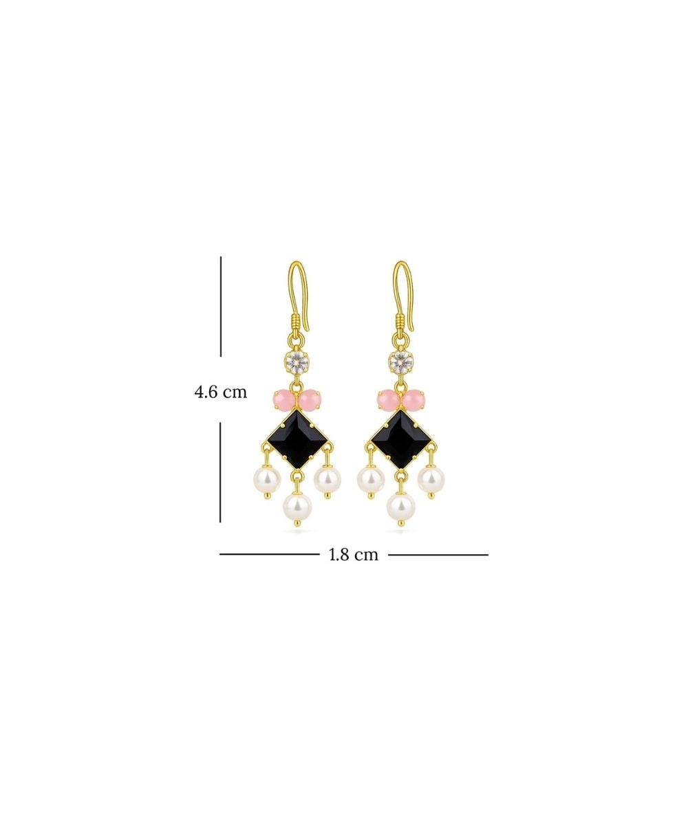 Gold Plated Cubic Zirconia Pearl Drop Earrings