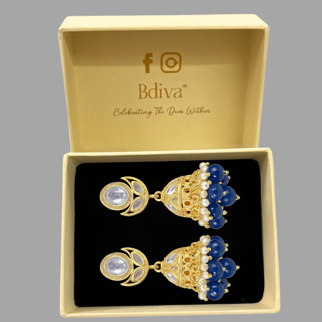 Gold Plated Kundan Jhumki Earrings