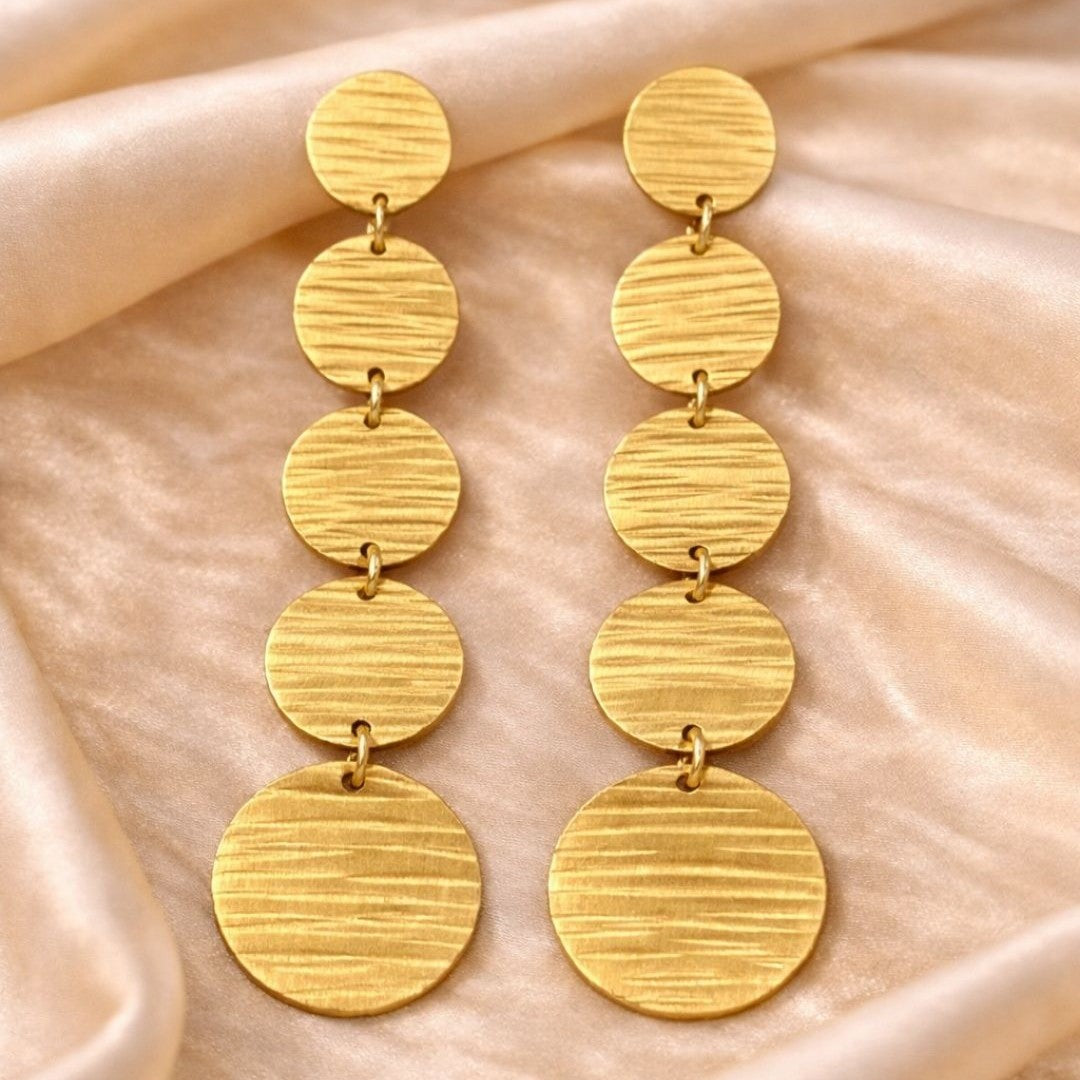 Gold Plated Moon Disc Earrings