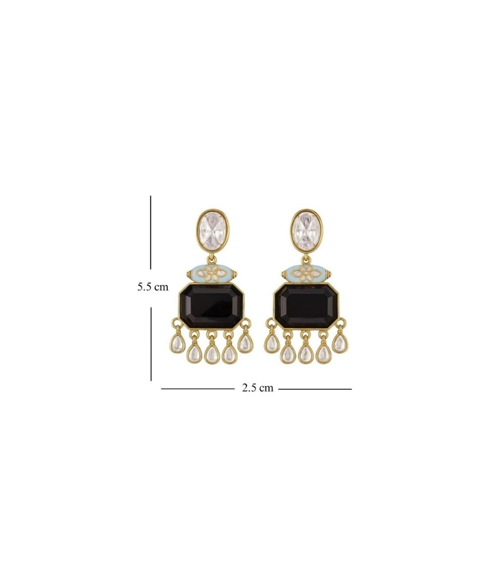 Gold Plated Meenakari Kundan Drop Earrings