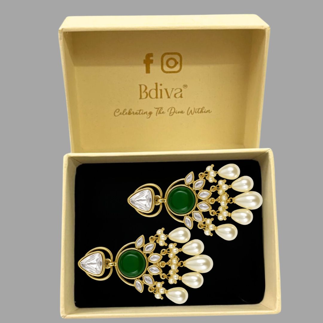Gold Plated Emerald Earrings
