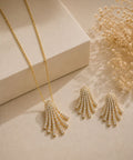 Gold Plated Cubic Zirconia Statement Pendant Set