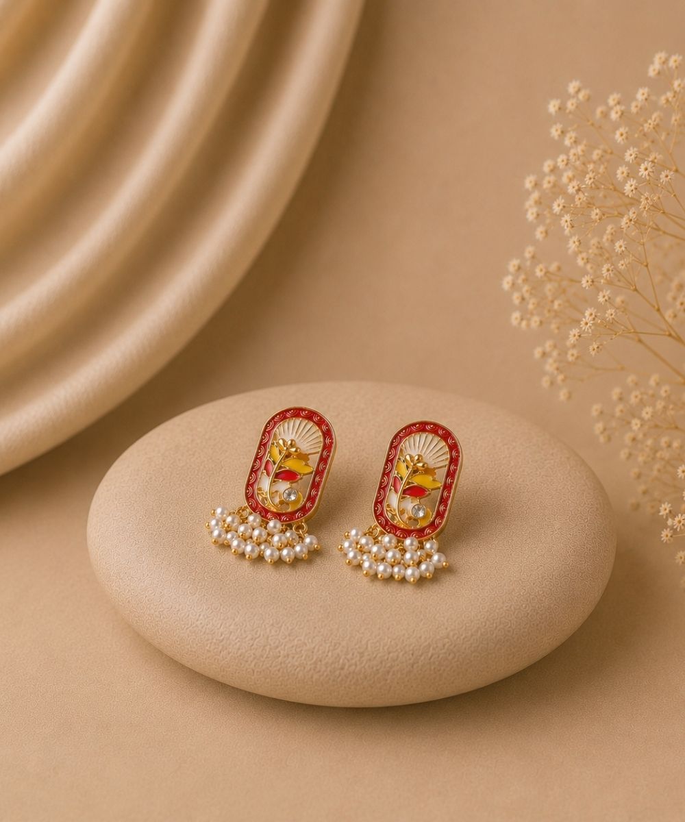 Gold-Plated Pink Pearl Stud Earrings