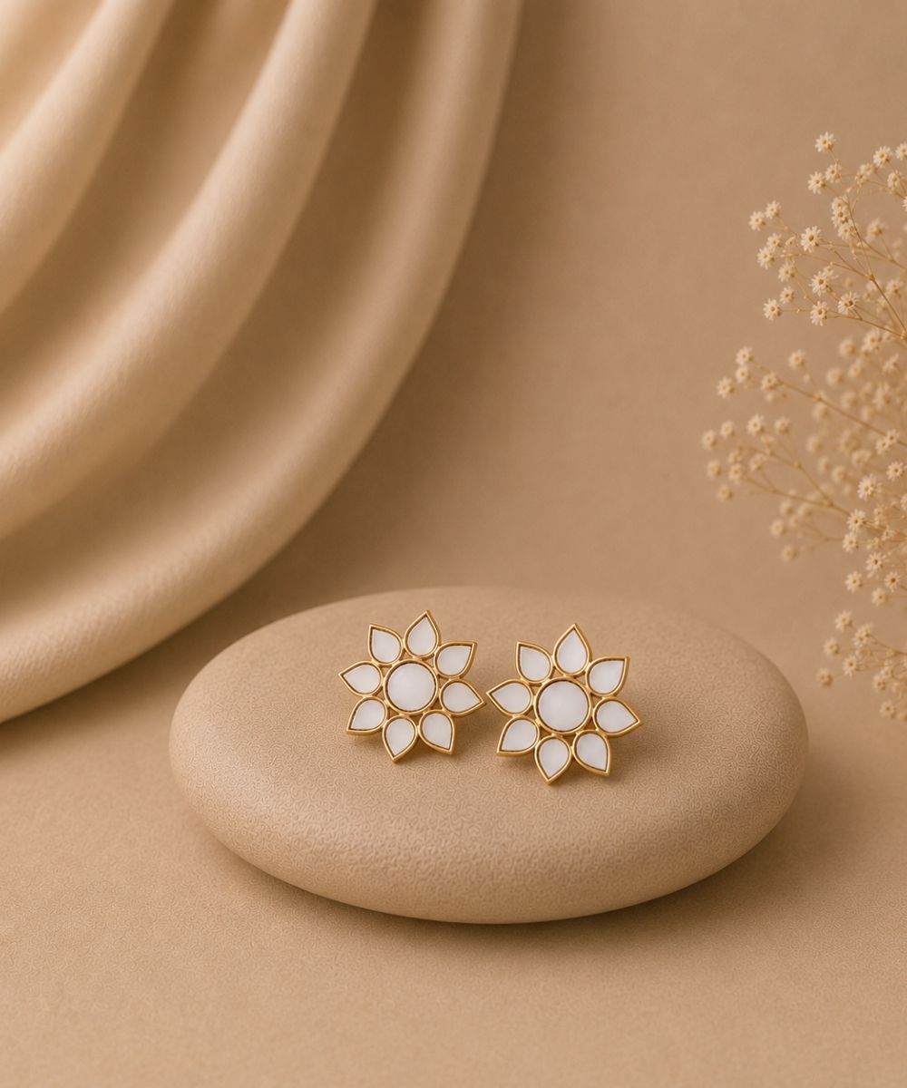 Gold Plated Mirror Stud Earrings