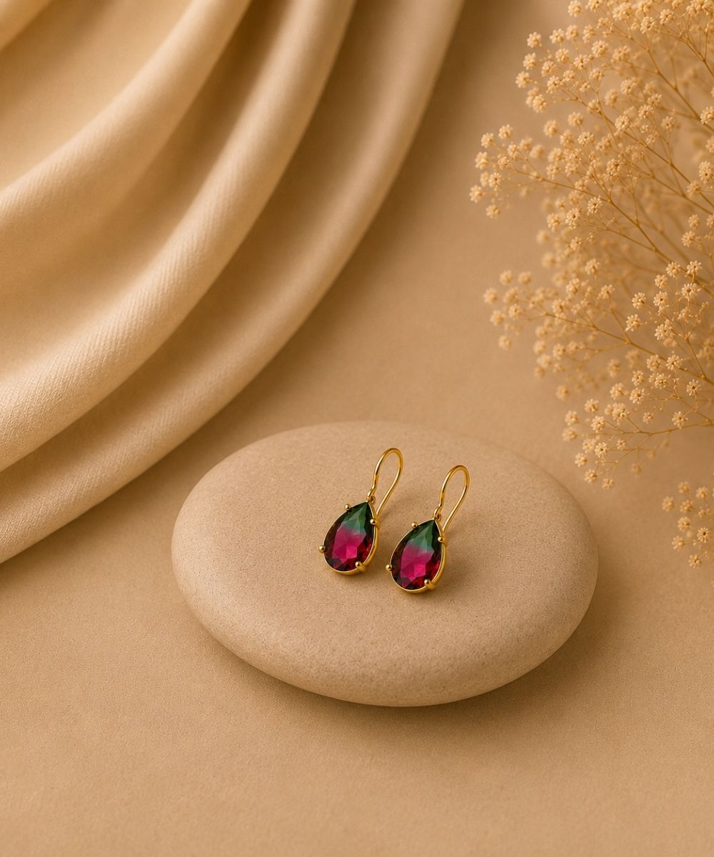 Gold Plated Ombre Cubic Zirconia Drop Earrings