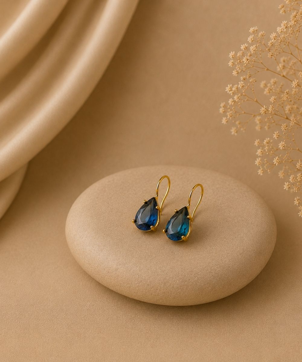 Gold Plated Pear Shape Ombre Cubic Zirconia Drop Earrings