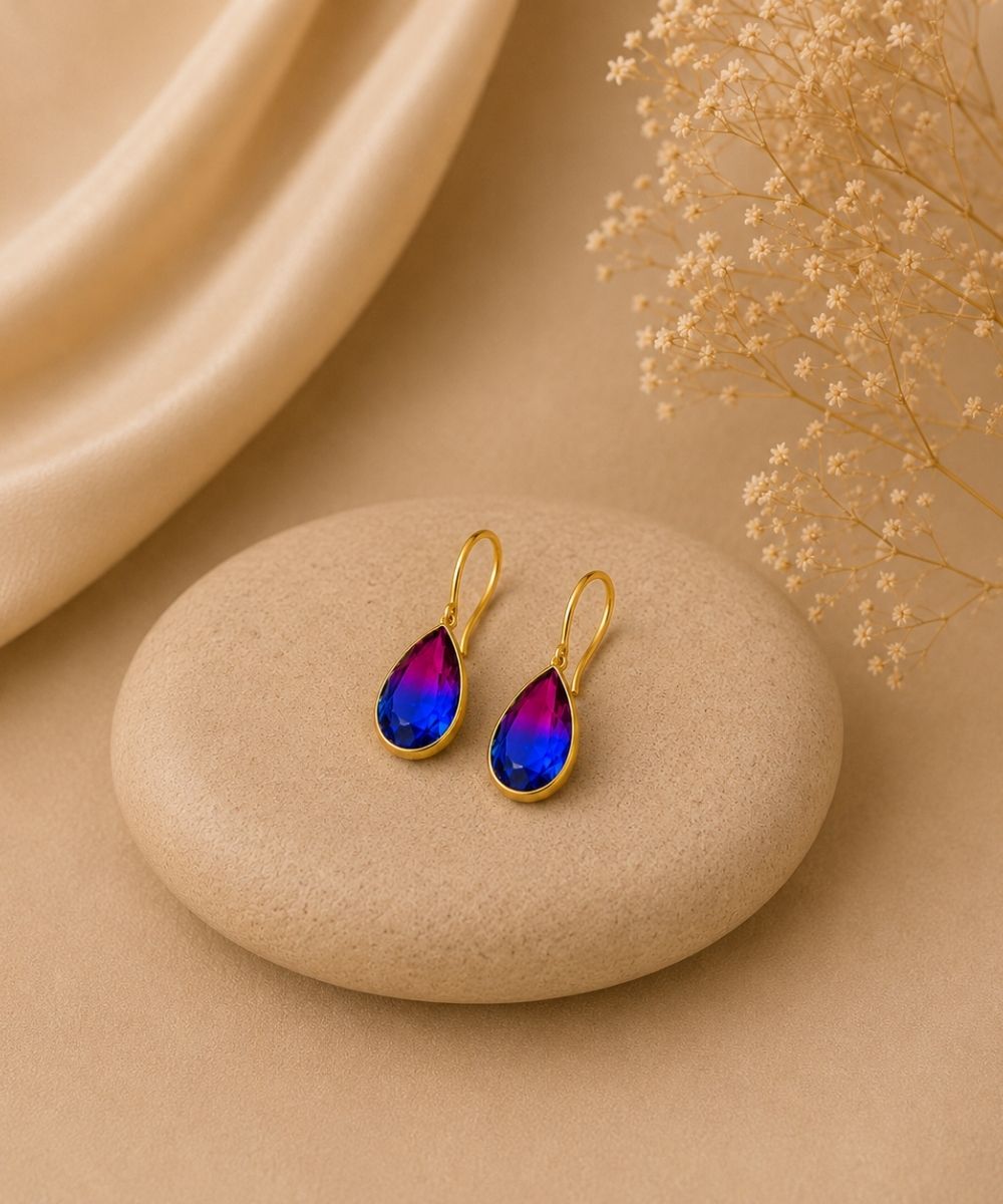 Gold Plated Ombre Cubic Zirconia Drop Earrings